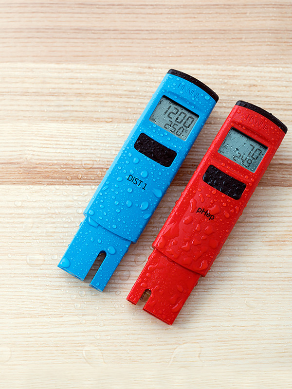 Hanna Instruments waterproof pH and conductivity testers.